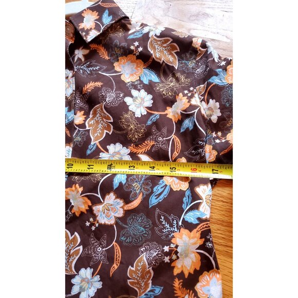 Lands End Womens No Iron Supima Cotton Floral Button-Up Shirt Size 4 - Picture 9 of 10